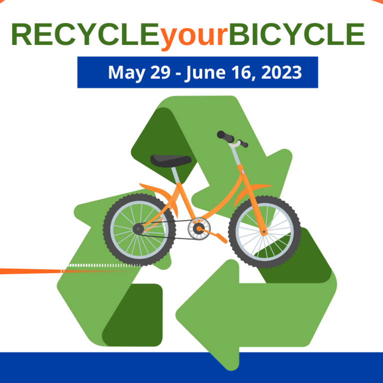 Recycle symbol with bicycle